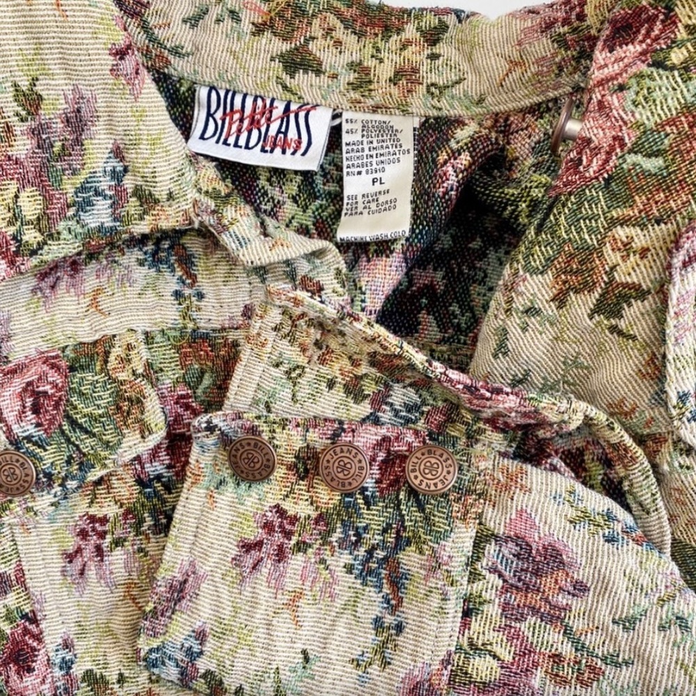 Vintage 90s P/L Floral Tapestry Jean-Style Jacket - Picture 7 of 8